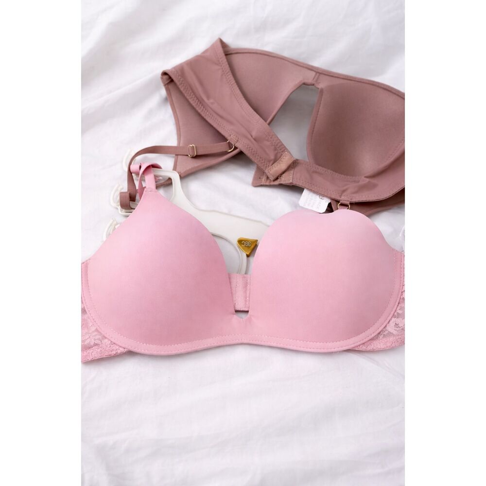 Jessica Simpson Comfortable Sexy Bra Set of 2, Size 38C, Pink/Biege